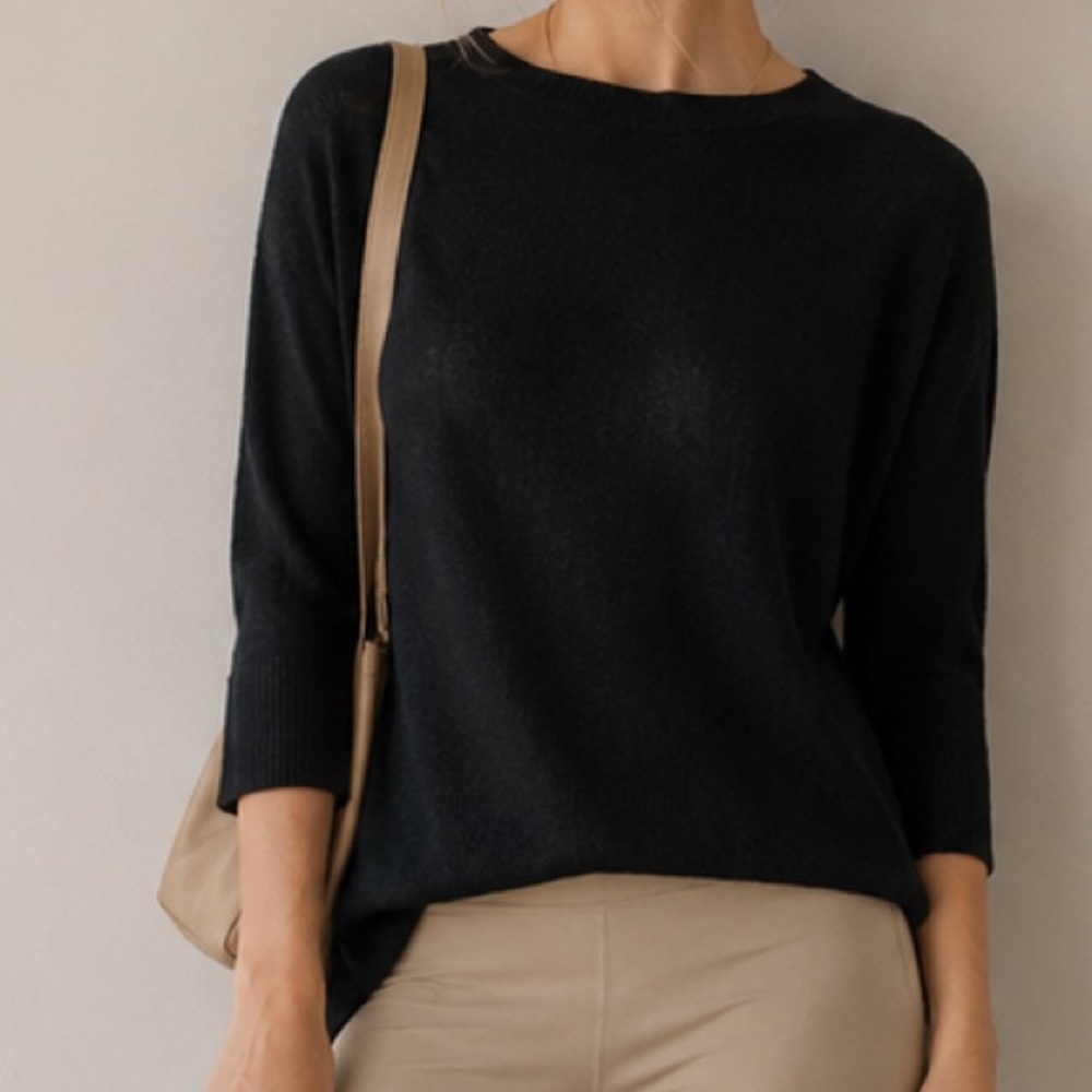 Extrafine Merino Wool Long Sleeve Knit Top